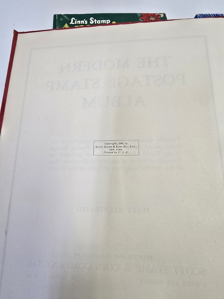 Antique 1933 Modern Postage Stamp Album 11x9.5 Stamps Removed On Some Pages