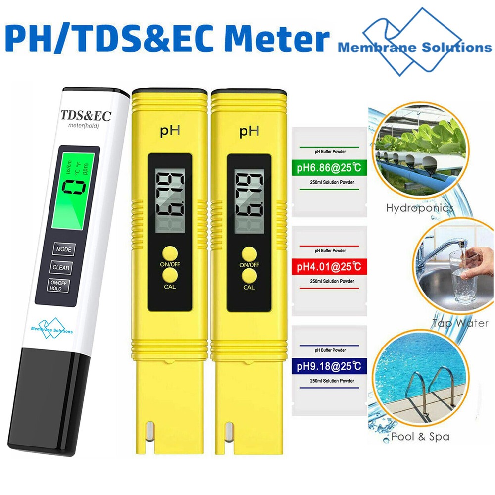 3Pcs Digital LCD PH Meter Pen +TDS EC Water Purity PPM Temperature Tester Tool