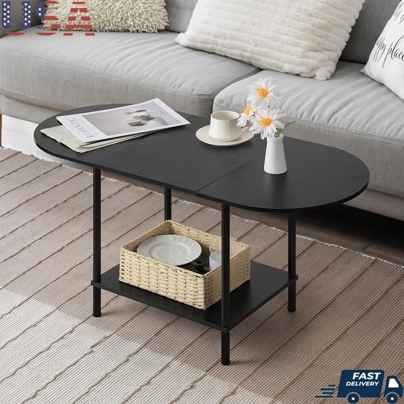 Multi-Functional Rustic Coffee Table W/ Storage Small Spaces Easy Assembly New