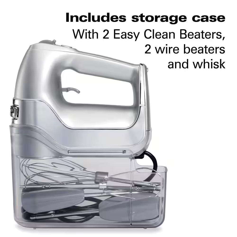 5-Speed Silver Hand Mixer with Easy Clean Beaters