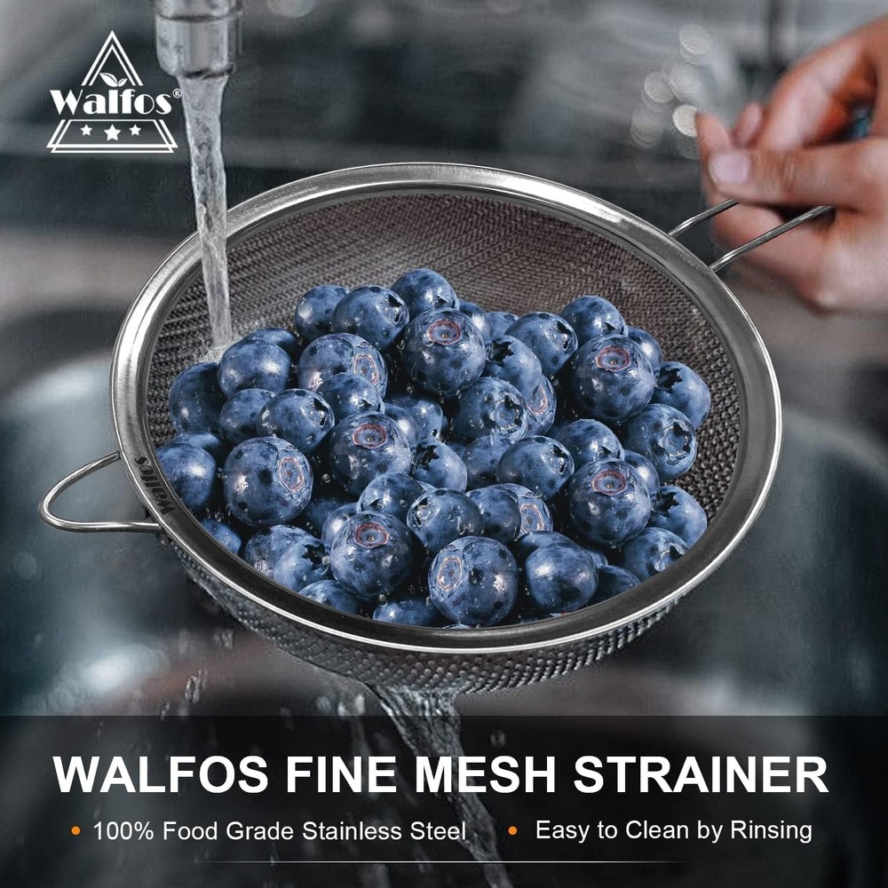 Fine Mesh Strainer 4PCS,Versatile Kitchen Strainer w/ Handle- 7", 5", 3.3", 2.8"