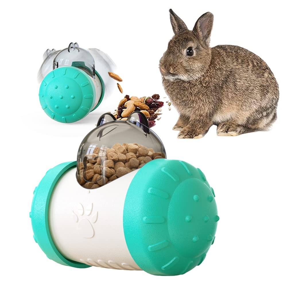 Interactive Treat Ball for Rabbits, Roll and Push, Use with Diced Blue