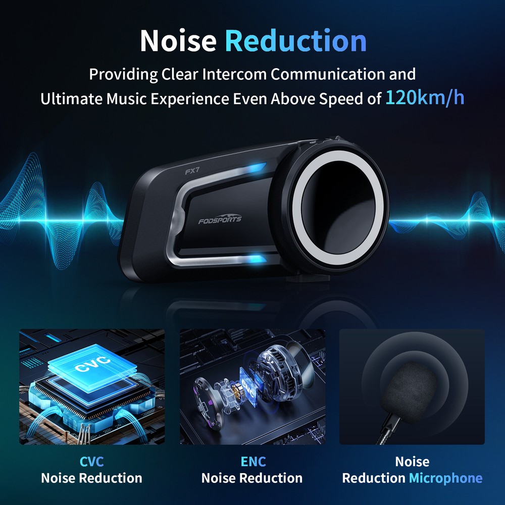 2000m 10 Riders FX7 Motorcycle Intercom Headset Bluetooth Helmet Communication