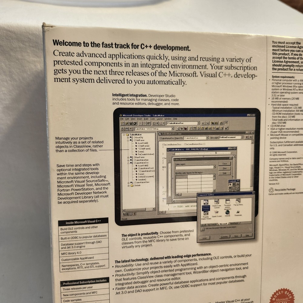 Microsoft Visual C++ Version 4.0 PC CD-ROM for Windows 95/NT 1995 Professional