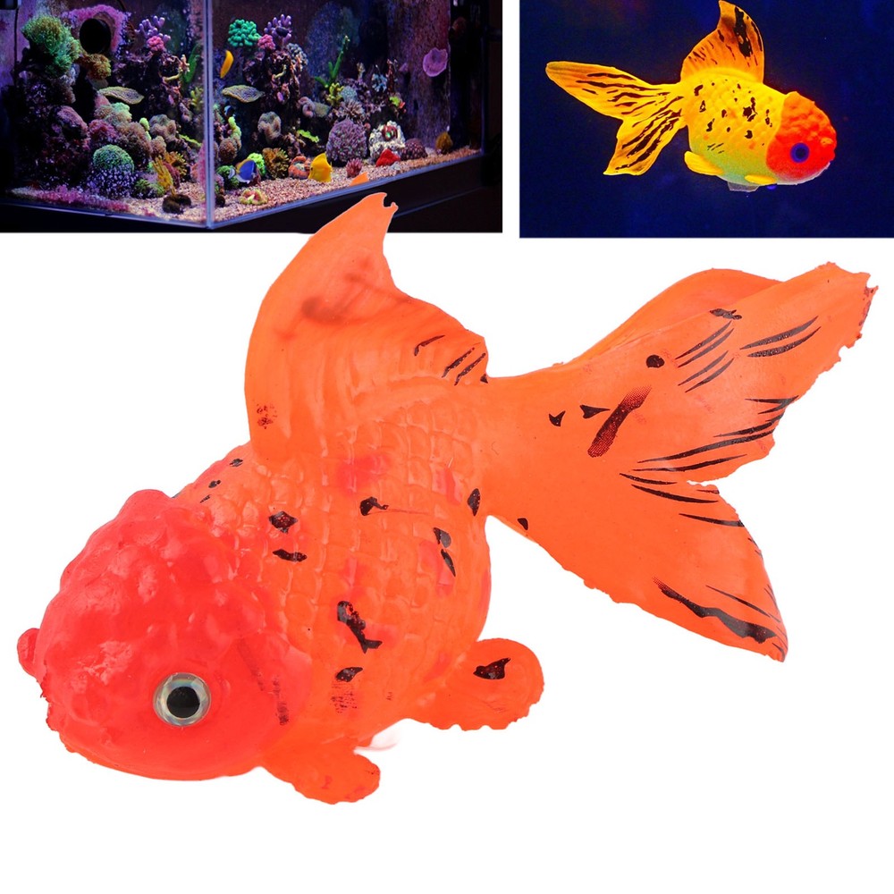 Artificial Fish Glowing Effect Silicone Simulation Gold Fish For Fish Bowl