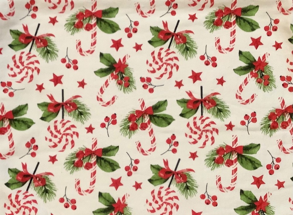 Double hanging kitchen towel Xmas candy canes crocheted red top