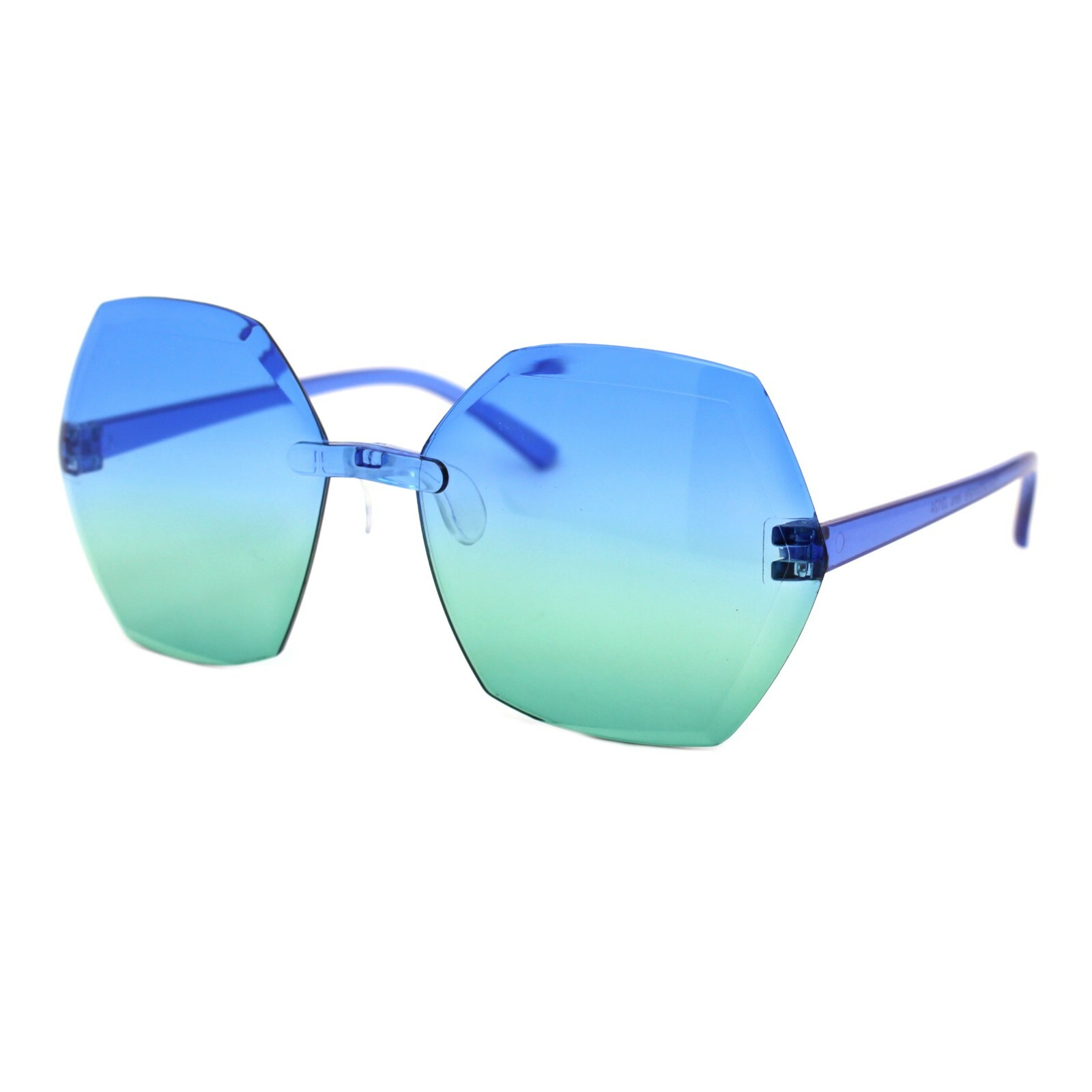 Girls Fashion Sunglasses Stylish Oversized Rimless Hexagon Shape Shades