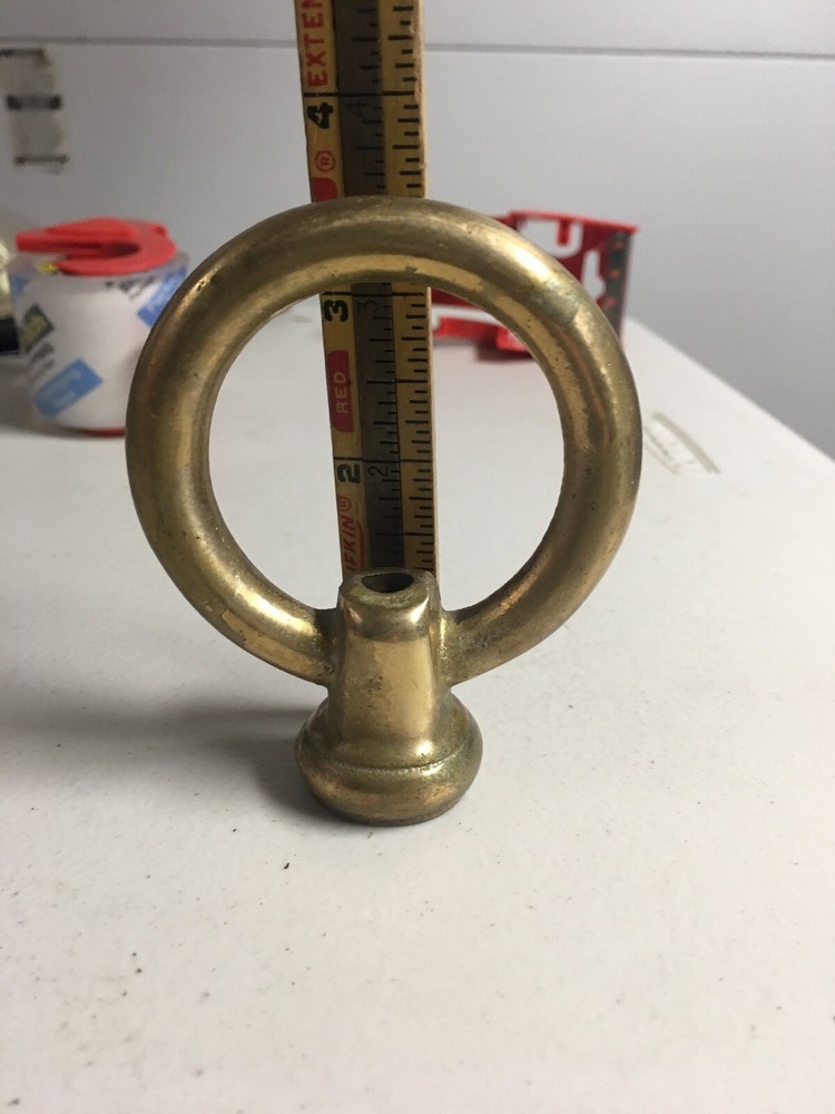 LARGE 1/4 IPS ( 1/2 ) Threaded Heavy Solid Brass Loop 3 INCH DIAMETER