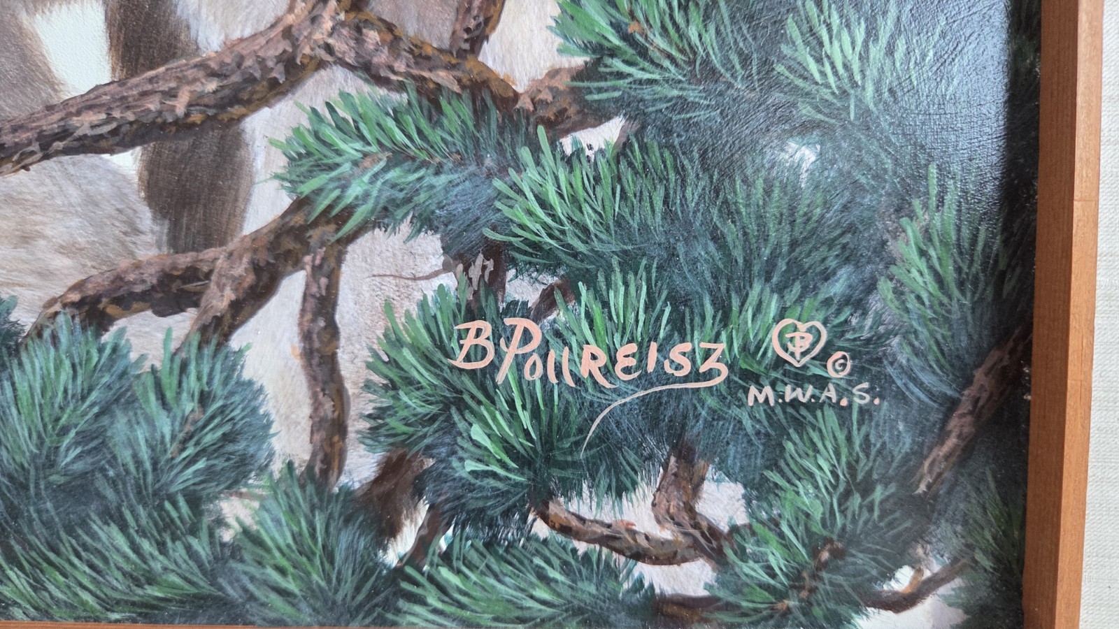 BRENDA POLLREISZ ORIGINAL OIL PAINTING " GRAY SILENCE" WOLVES LARGE