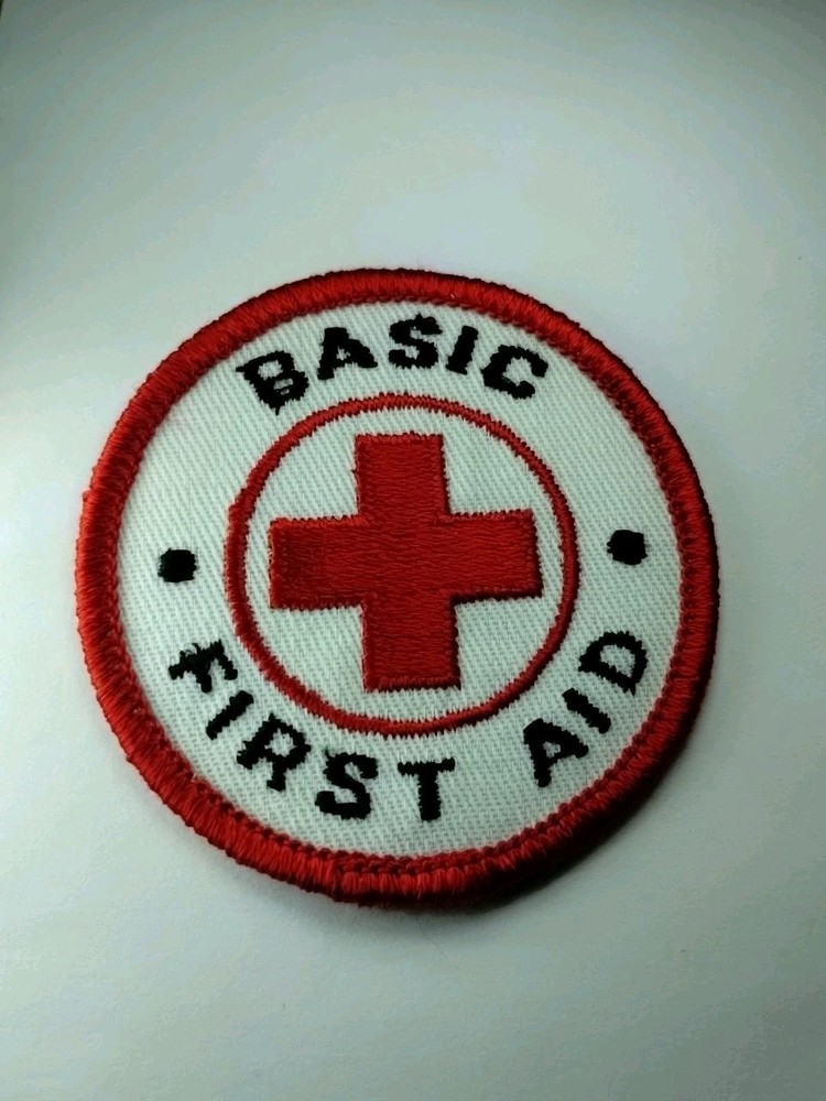 Vintage Red Cross Basic First Aid Embroidered Patch - NOS - FREE Shipping