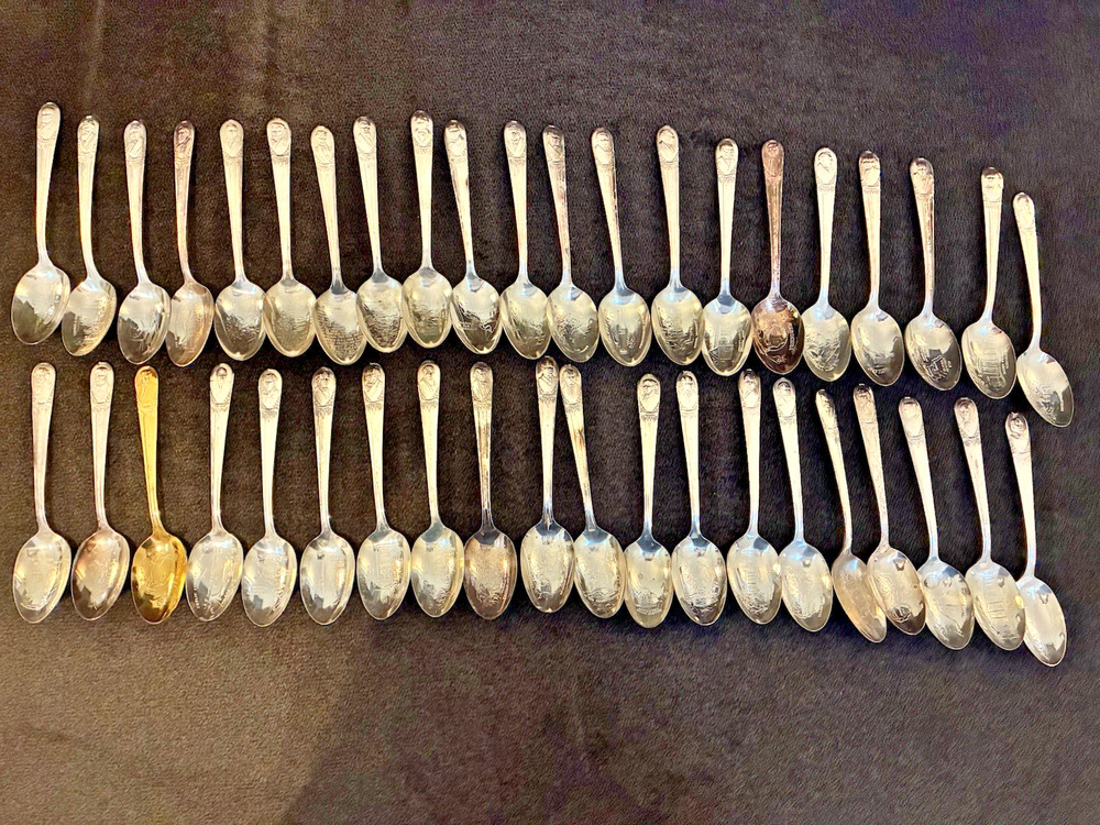 41 Vintage Silver plate, Wm.  Rogers, Commemorative President Spoons