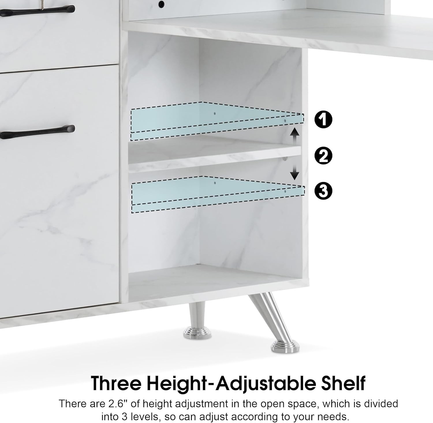 L-Shaped Multi-functional Storage Manicure Table, Beauty Nail Desk, Makeup 2866