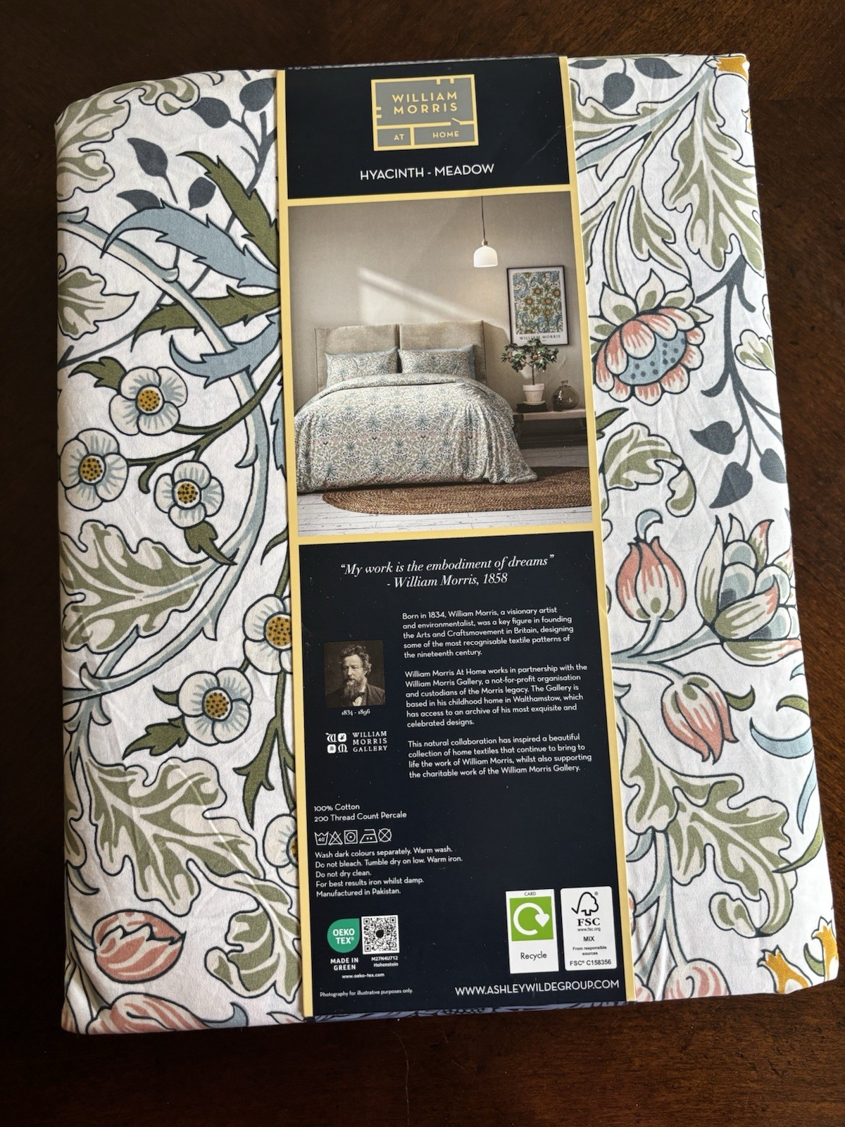 William MORRIS & CO. QUEEN Duvet Set Hyacinth Meadow 100% Cotton