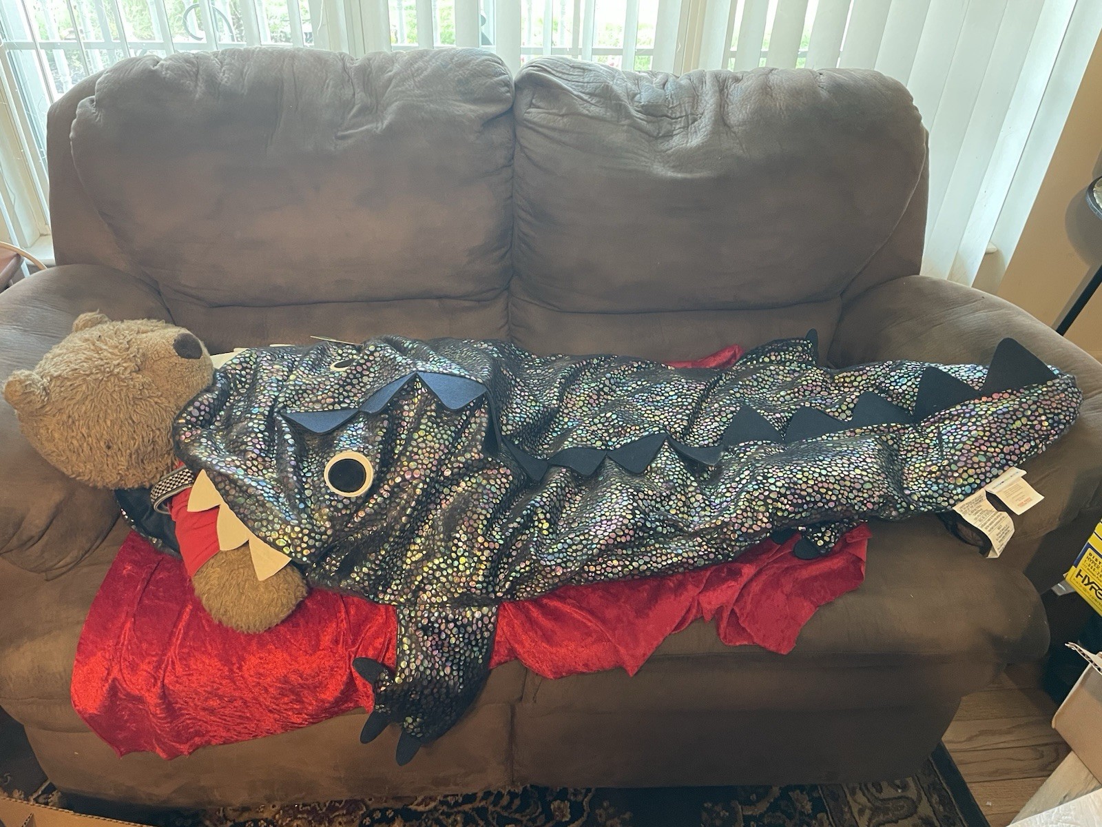 Childs Sleeping Bag Novelty Iridescent Alligator Dinosaur sleeping  Bag