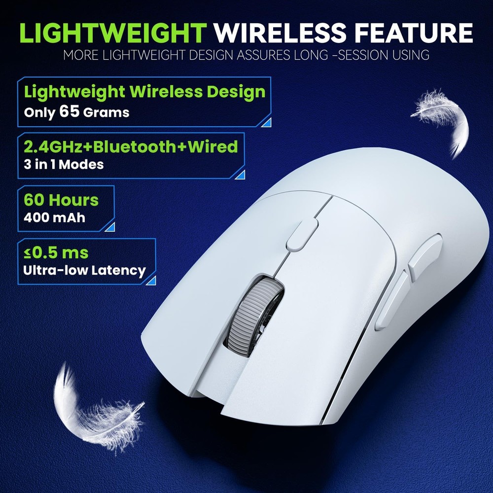 Gaming Mouse, Wireless Mouse Gaming for Laptop with 5 Adjustable DPI, Lightwe...