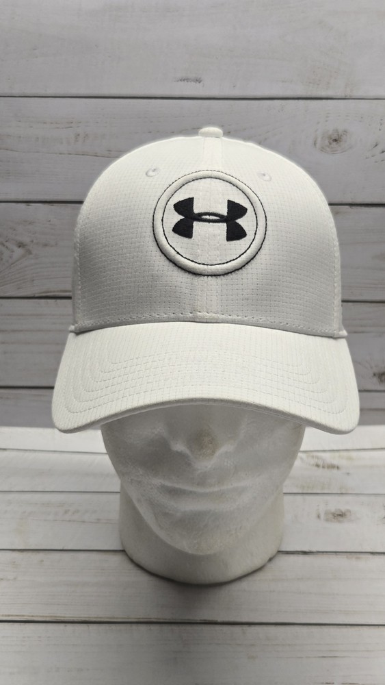 Under Armour Golf Hat White Medium / Large Flex Used Embroidered