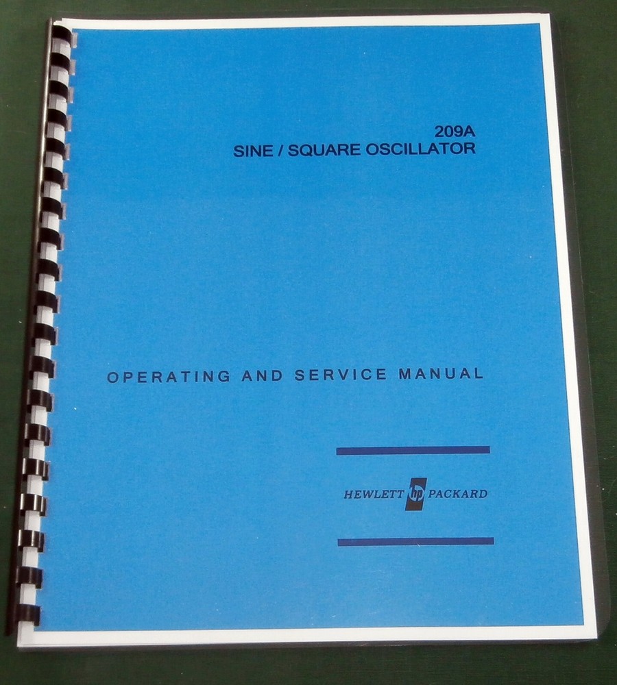 HP 209A Operating & Service Manual: w/11"x17" Schematic & Protective Covers