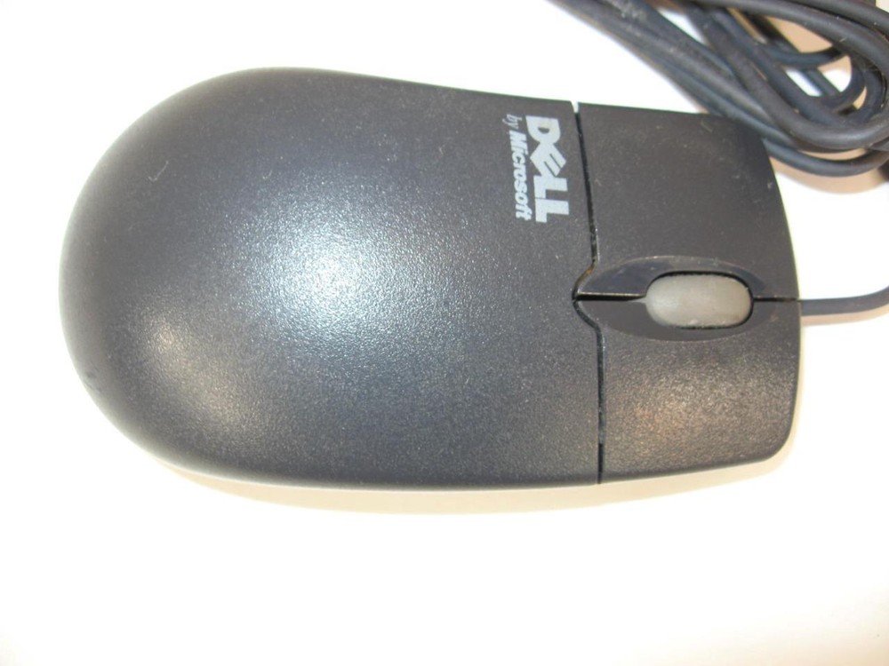 Microsoft PS/2 Dell Branded Black 2-Button Scroll Wheel Wired Ball Mouse Clean