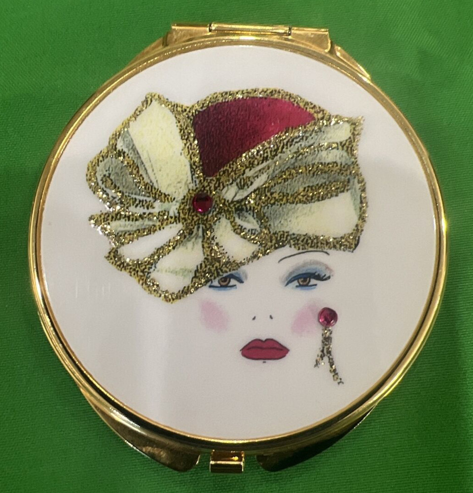 2.5" Round Jeweled Makeup Mirror Compact
