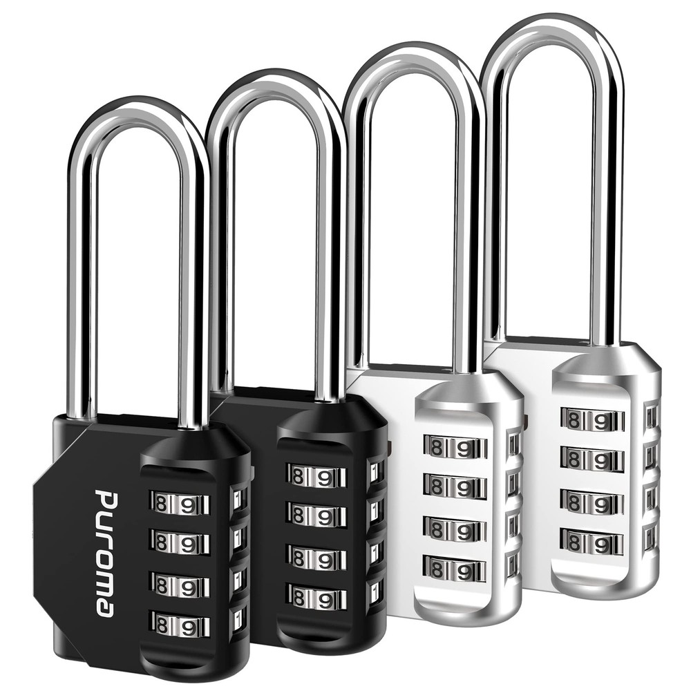 4 Pack Waterproof 4-Digit Combination Padlock for Locker, Fence, Gate, Toolbox