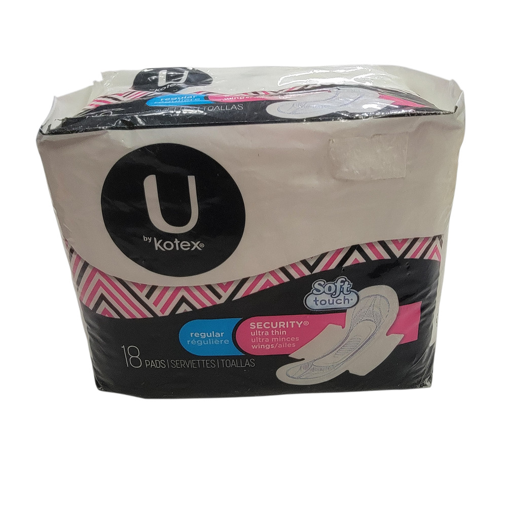U by Kotex Security Ultra Thin Regular Absorbency Pads with Wings 18 Count