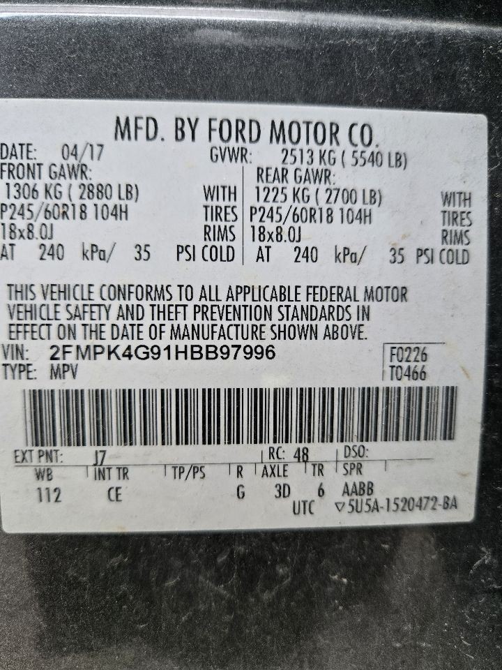2016-2018 Ford Edge Center Dash Mounted 4.2" Display Screen