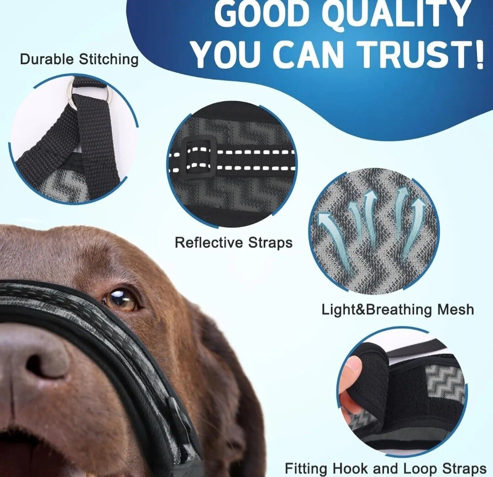 Dog Muzzle, Soft Pet Muzzle anti Biting, Barking, Chewing & Breathable - Medium