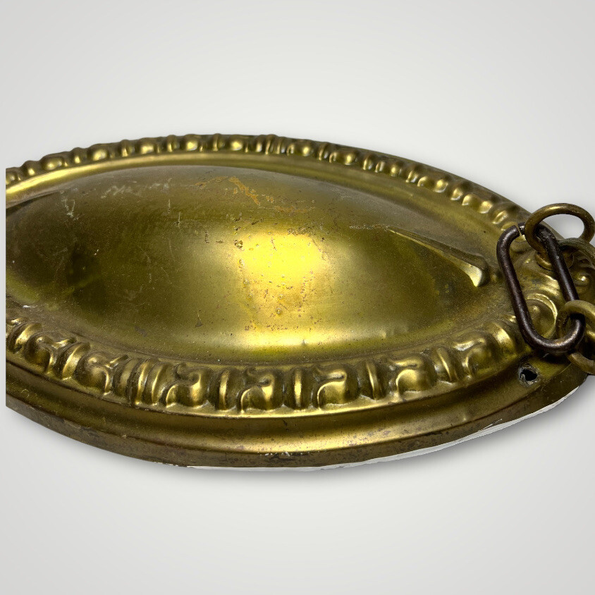 Antique Flush Mount Ceiling 2 Two Light Fixture Pressed Embossed Brass b