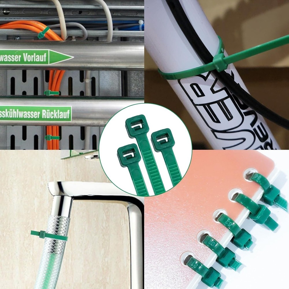200pcs Nylon Zip Ties - 8 Inch Green,multi-purpose Self Locking Cable Ties， U...