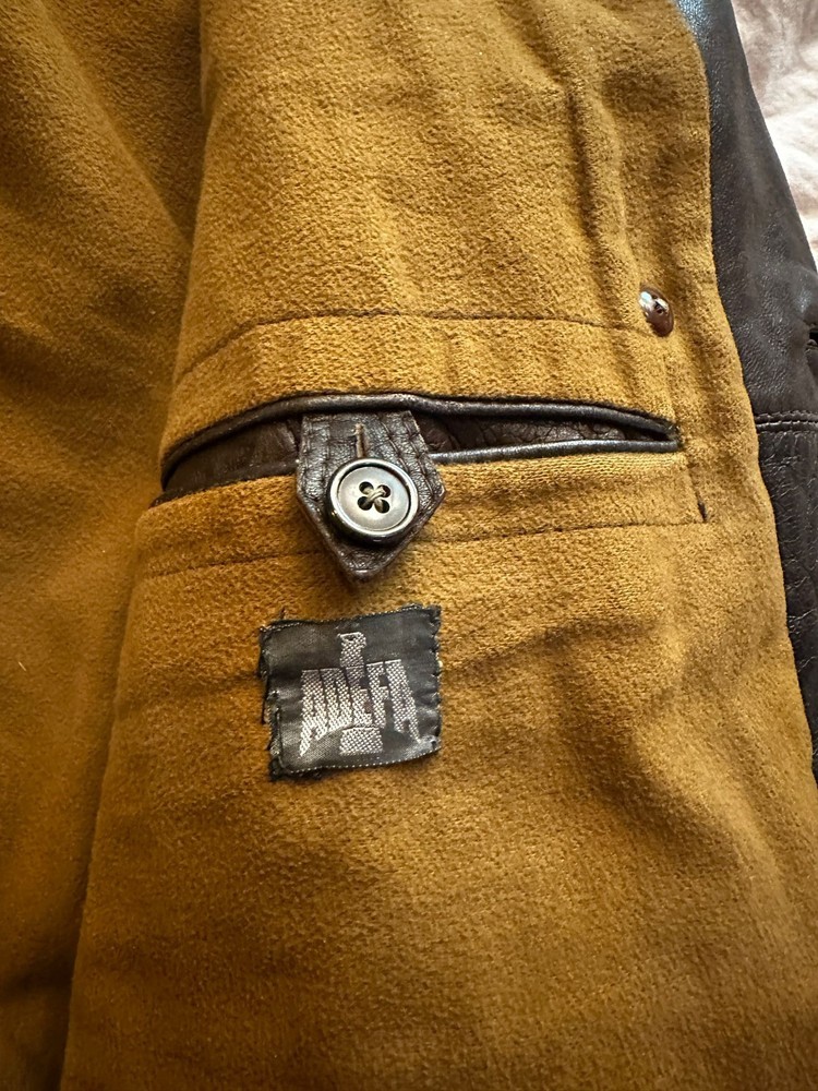 WW2 German Luftwaffe leather flight jacket ADEFA Minty 4 Patch Pockets Bakelite