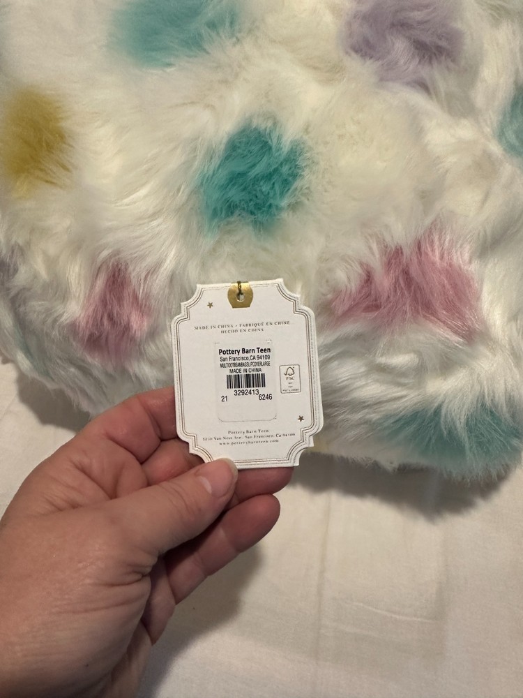 Pottery Barn Teen Lots A Dots Faux Fur Beanbag Slip Cover Large NEW SOLDOUT NLA