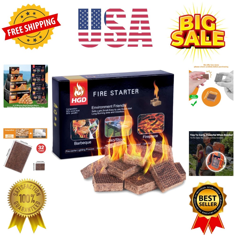 Fire Starter, Mini Natural Fire Starters for Campfires, BBQ Grill, Charcoal C...