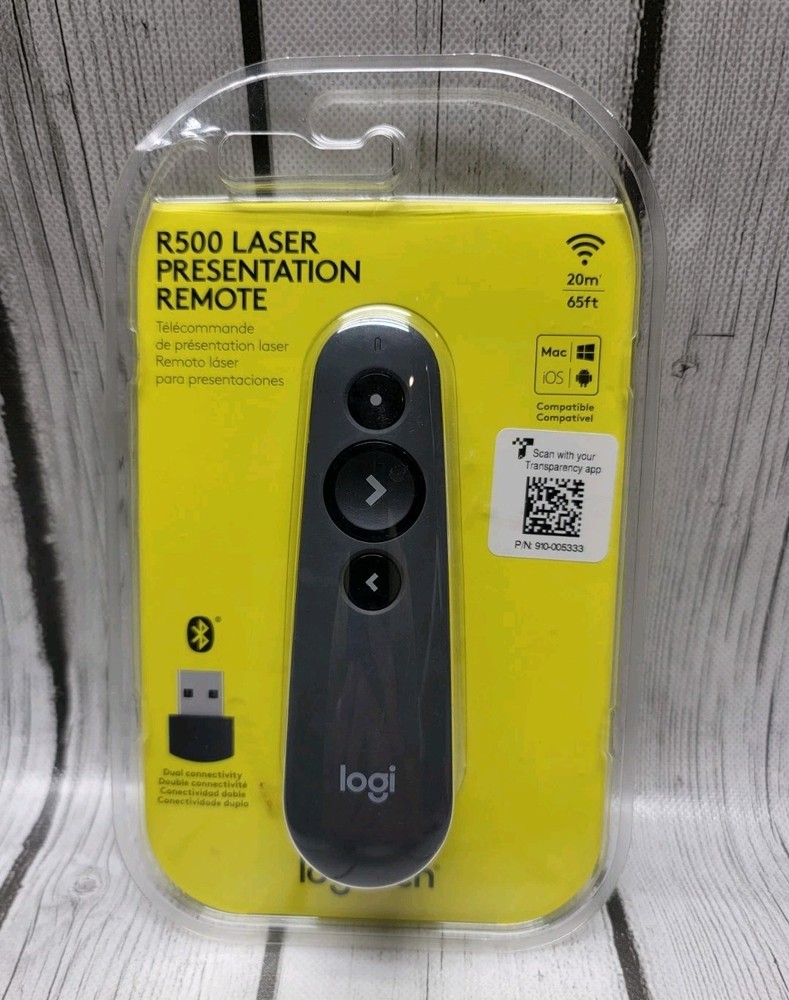 Logitech R500 Wireless Presenter Laser Presentation Remote Graphite 65ft New