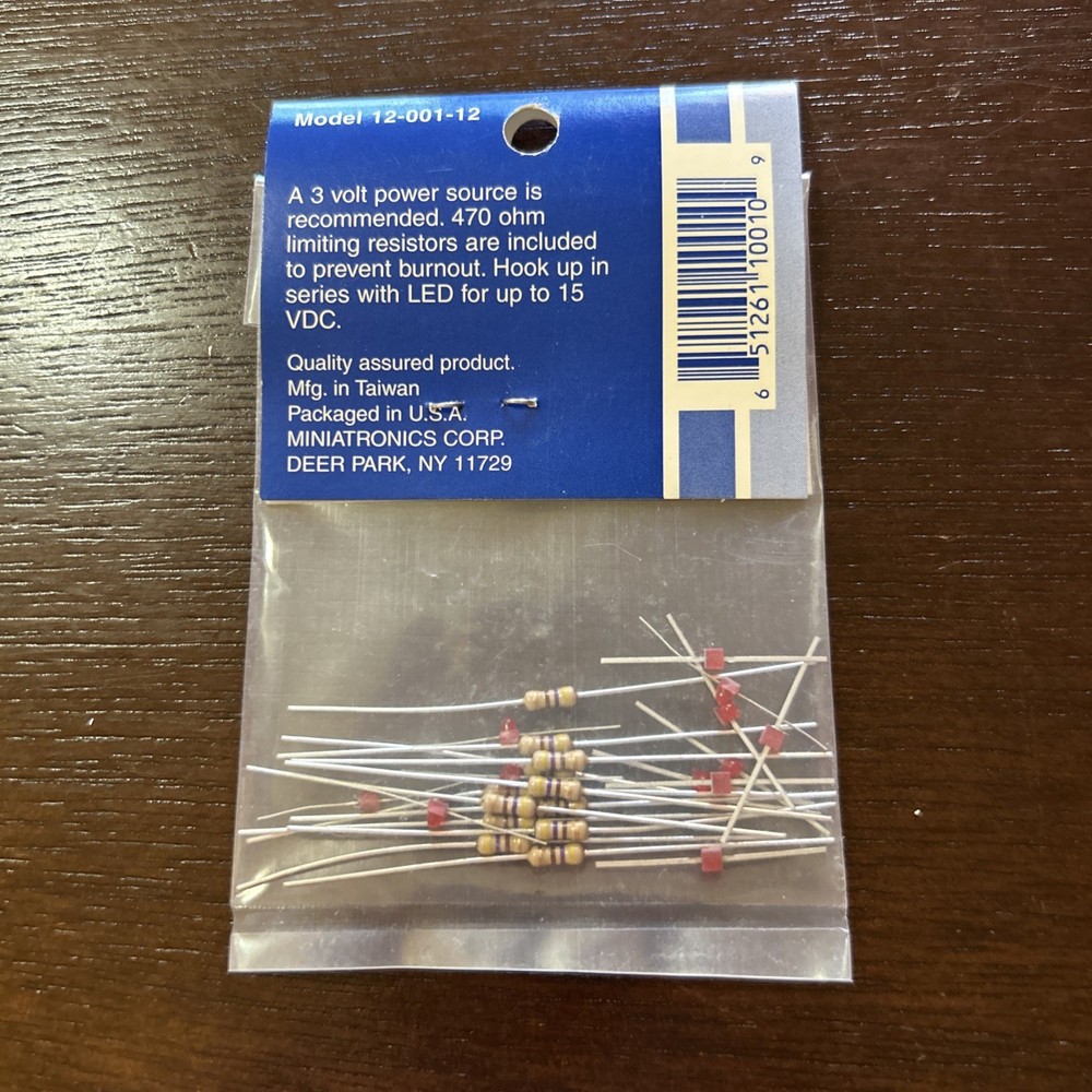 Miniatronics Corp 12-001-12 LEDs Micro Mini Red Plus Limiting Resistor