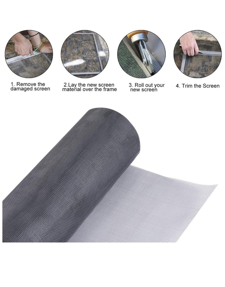 WINDOWS & DOORS SCREEN KIT REPAIR SIZE 36" X 72” INCLUDE SPLINE AND ROLLING TOOL