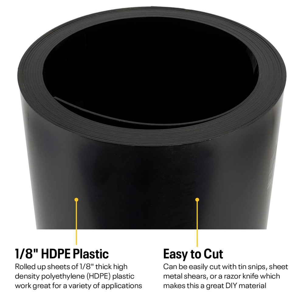 Colored Plastic HDPE Sheet 25 Ft Rolled, 1/8 Inch Thick, White