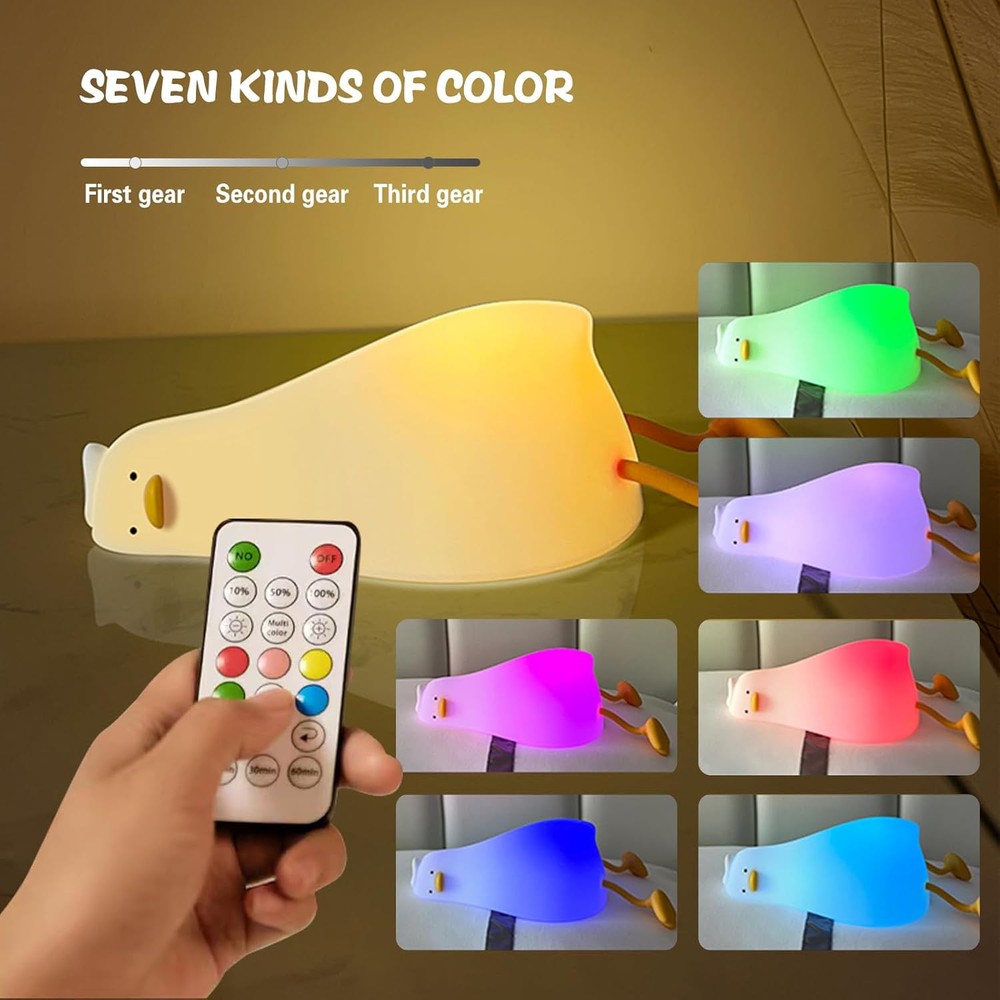 Lying Flat Benson Duck Multi-Color Lamp with Remote Control, small, White