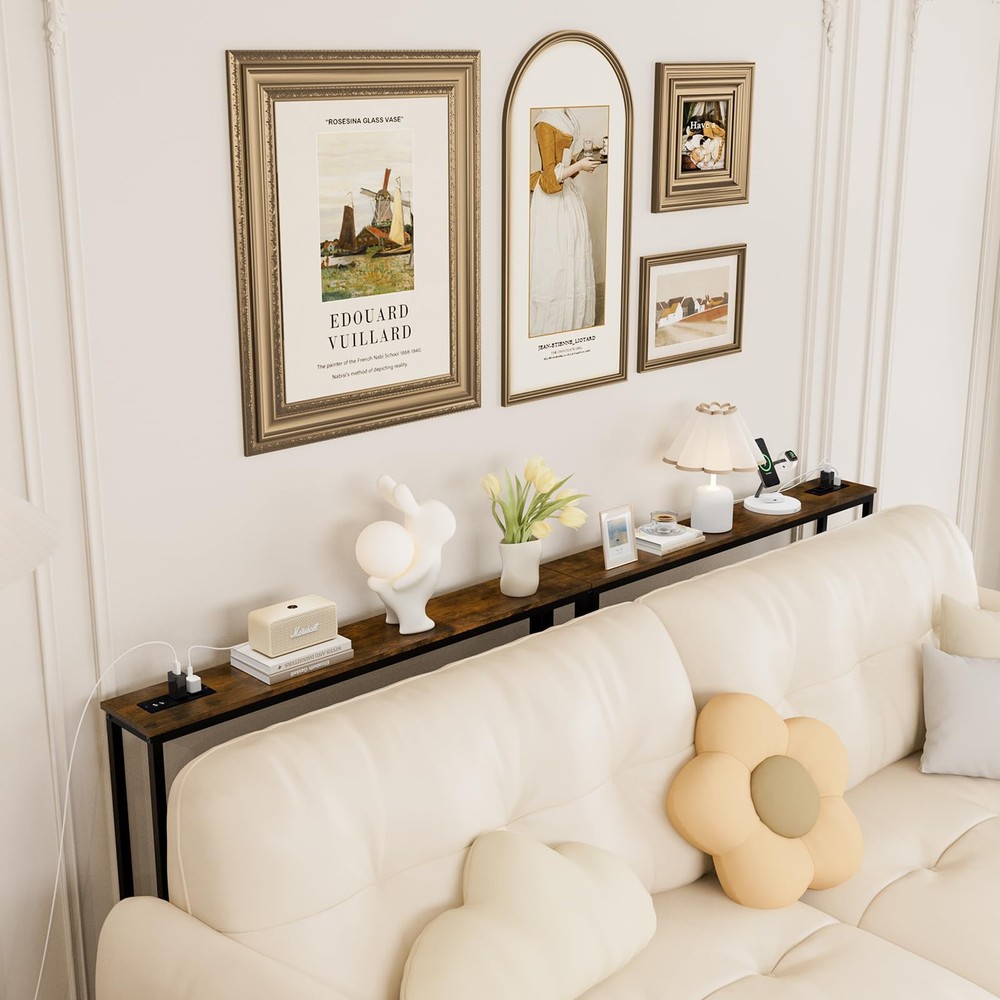 Aduanbang 5.9" Console Table with Outlet – Narrow Sofa Table, Behind Couch Ta...