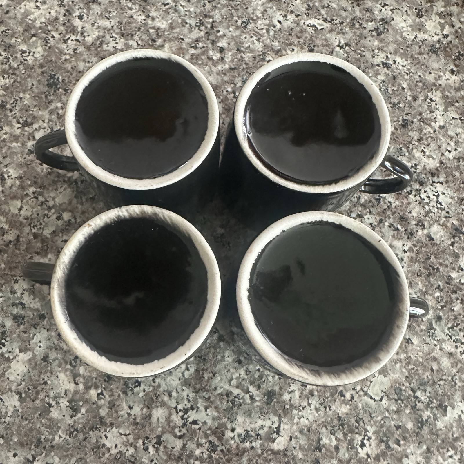 Vintage Retro Cappuccino Cup Saucer 4 Sets Black White Checkered Coffee