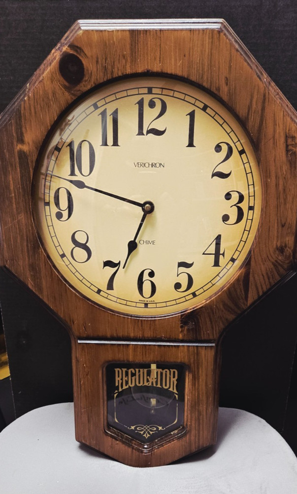 Vintage Verichron Regulator Wall Clock 22x15