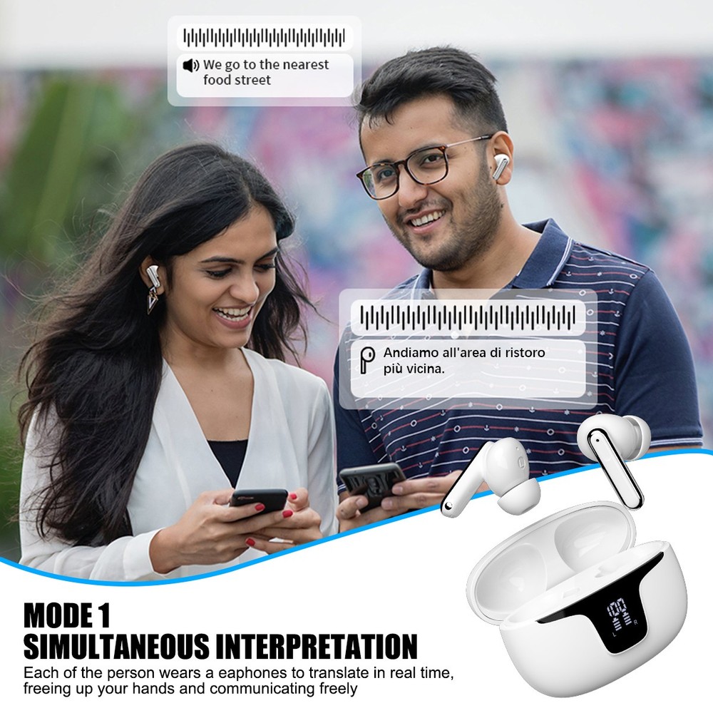 150 Languages Two Way Translator Earbuds Wireless Headphone Bluetooth Headset ——