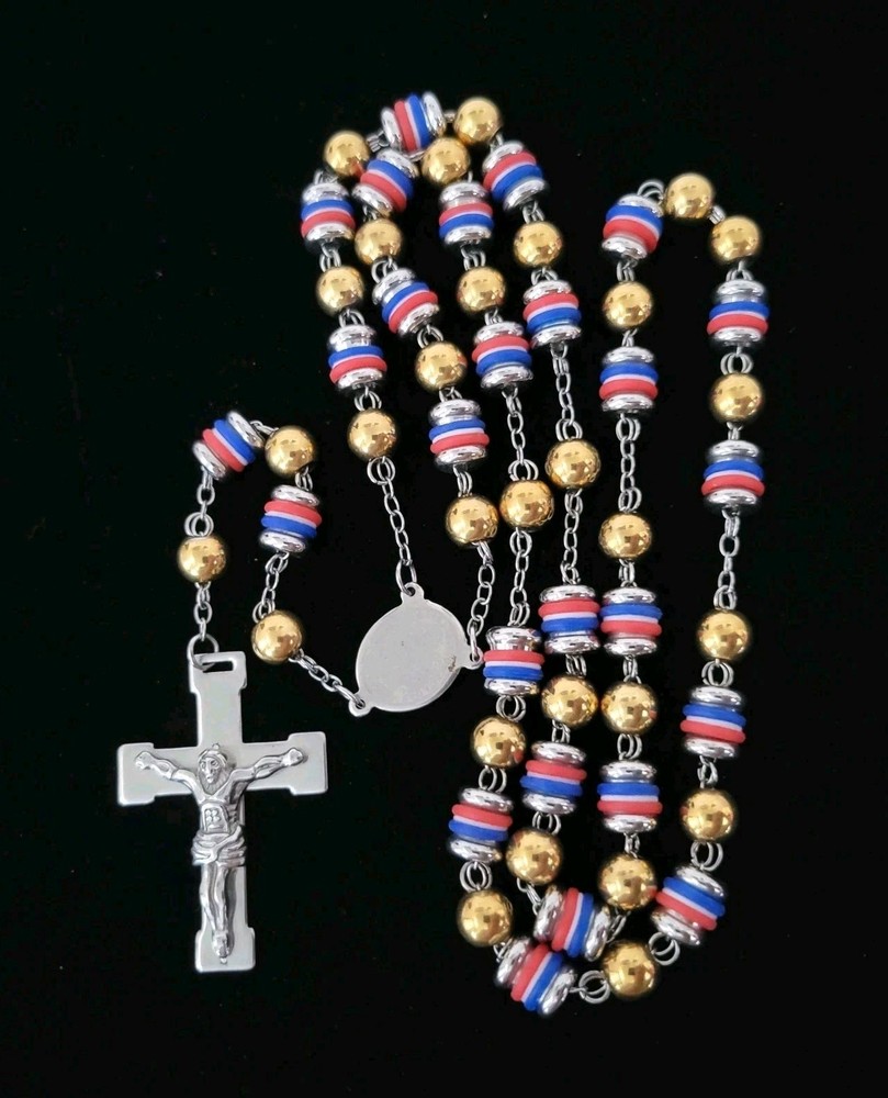 Vintage Rosary Multi Color Bead Rosary 19"