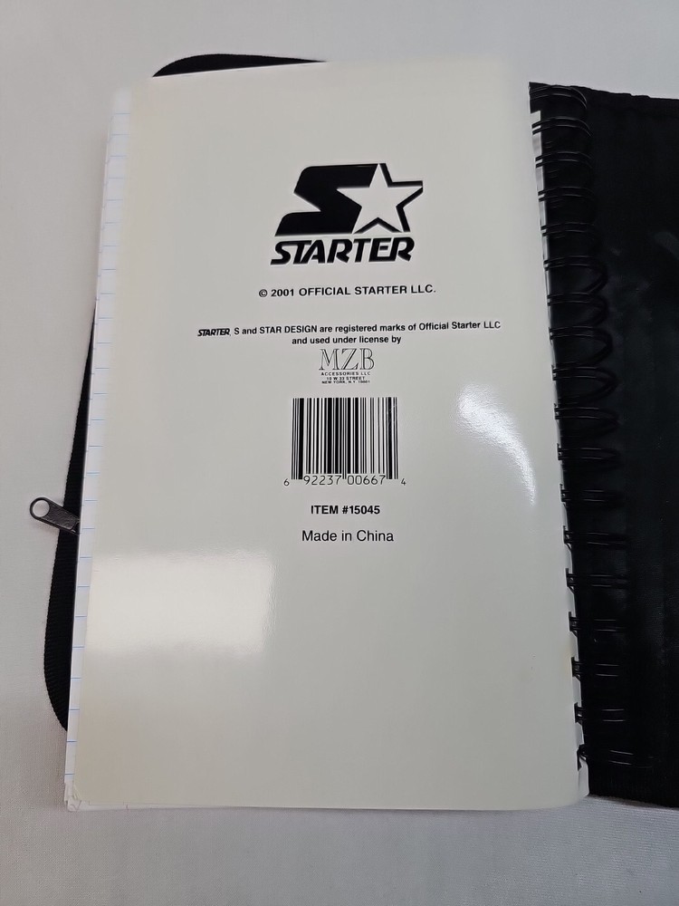 Starter 2001 Wirebound 3 Sub Notebook Folio Nylon Hook Loop Closure BLACK/BLUE