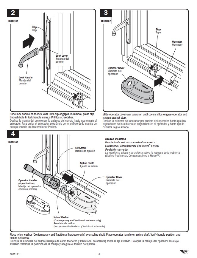 Andersen Operator Handle Folding Hardware Pack For Casement And Awning Windows
