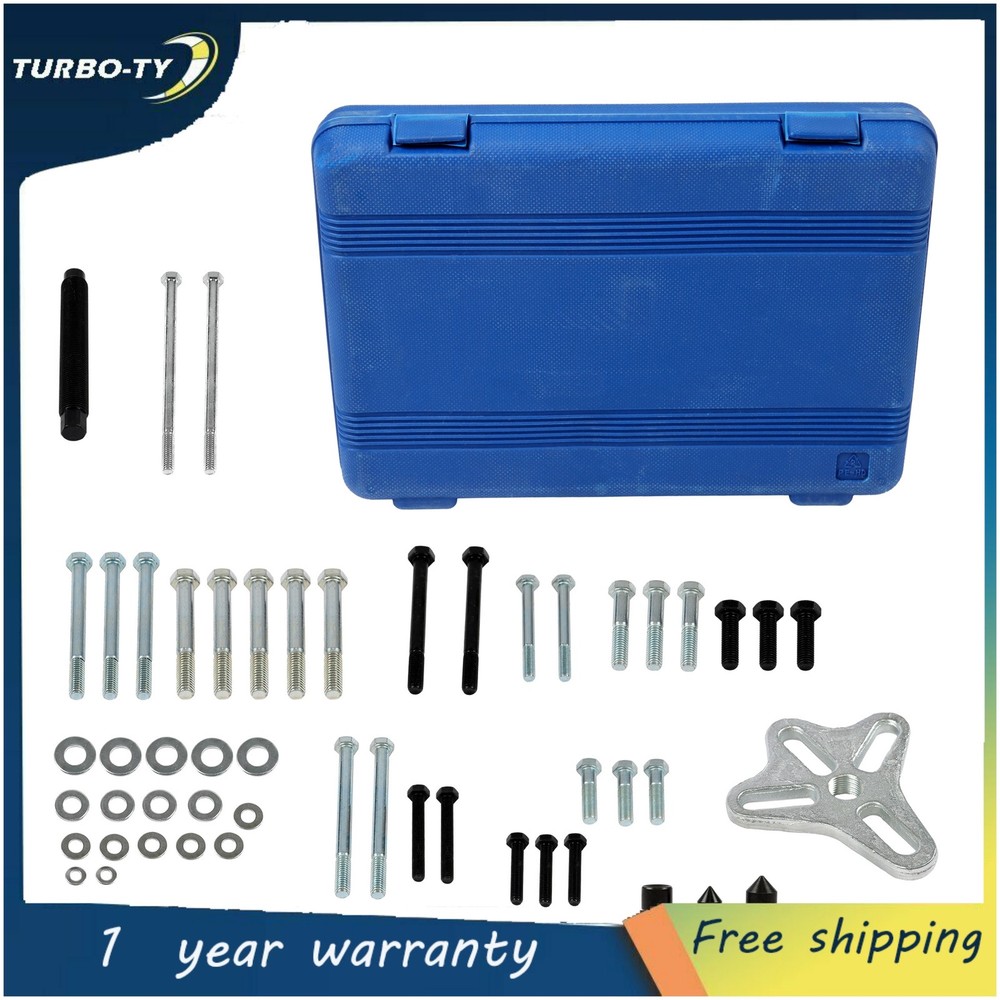 46Pc Harmonic Balancer Gear Puller Steering Wheel Kit with Case