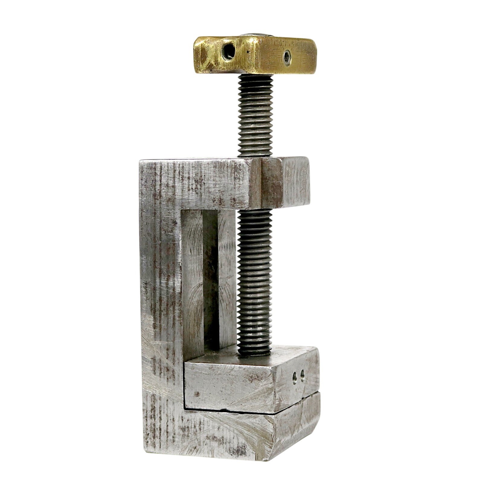 Small Brass Handle Drill Press Vice 1.8" Max Opening Vintage Machinists Tool