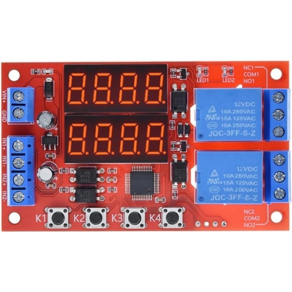 12V 10A Dual Relay Delay Controller Module 32 Timer Modes Programmable Board