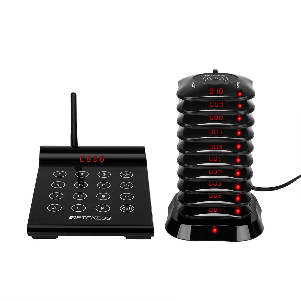 Retekess TD164 Wireless Paging Queuing Calling System Restaurant 10Coaster Pager