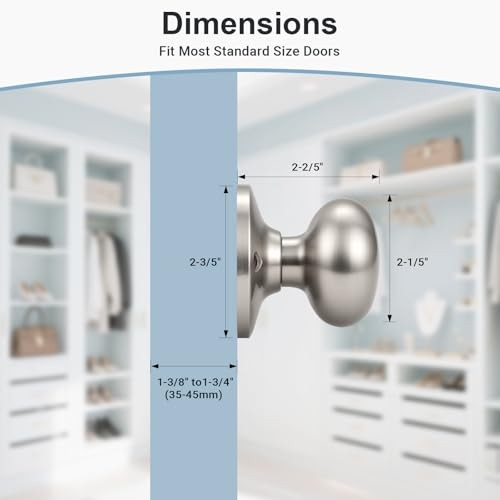 Dummy Door Knobs, Interior Single Sided Door Knob Round Dummy 2 Brushed Nickel