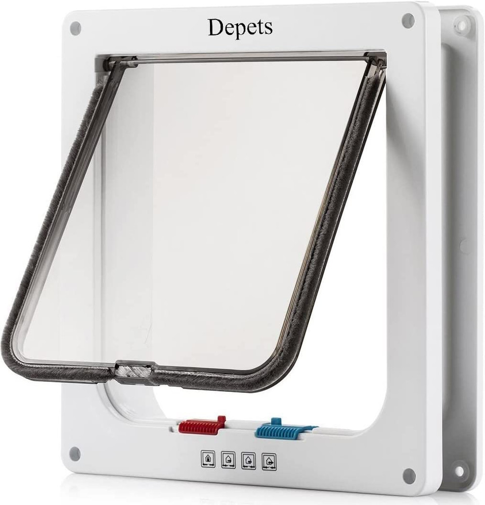 Large Cat Door (Outer Size 9.9" X 9.2"), 4 Way Locking Cat Flap Door for Interio